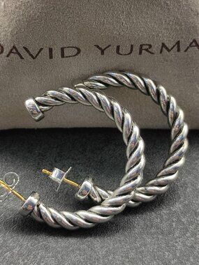 David Yurman 925 Silver Earrings with Original Pouch
